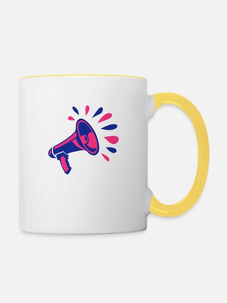 Megaphon 1911 - Tasse zweifarbig - Weiß/Gelb