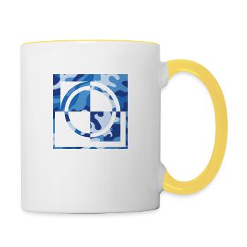 Blue camouflage - Contrasting Mug - white/yellow - Right