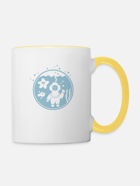 Tiefsee - Tasse zweifarbig - Weiß/Gelb