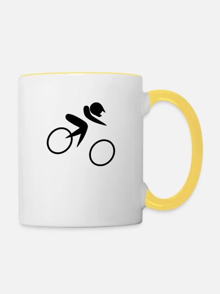 Gelände Fahrradrennen - Tasse zweifarbig - Weiß/Gelb