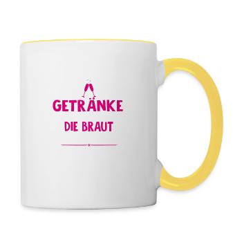 BRAUT / HOCHZEIT / FEIER / JUNGGESELLIN - Tasse zweifarbig - Weiß/Gelb - Rechts