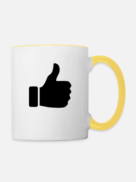 Daumen hoch - Tasse zweifarbig - Weiß/Gelb