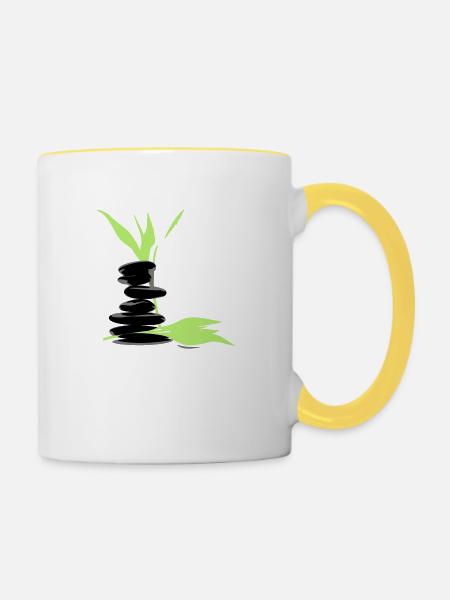 Wellness - Tasse zweifarbig - Weiß/Gelb