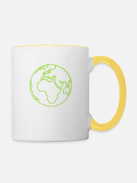 Planeten Erde bleu4 - Tasse zweifarbig - Weiß/Gelb