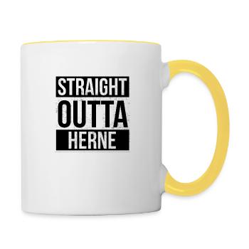 Straight Outta Herne! | Beste Stadt - Tasse zweifarbig - Weiß/Gelb - Rechts