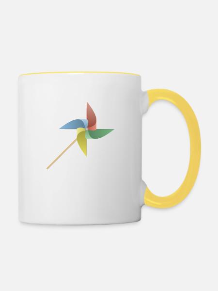Windmühle - Tasse zweifarbig - Weiß/Gelb