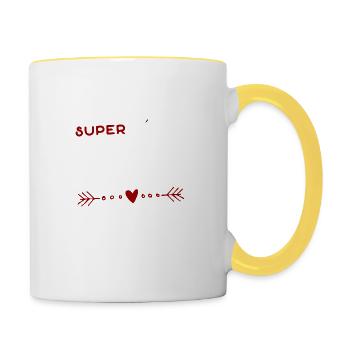 Papi super héros cadeau papy - Mug contrasté - blanc/jaune - Droite