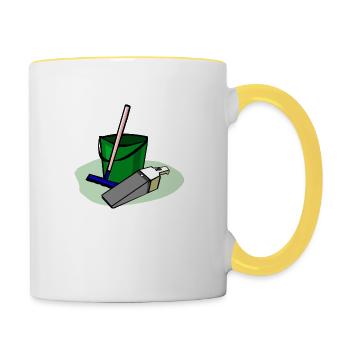 cleaning cleaning cleaning woman broom wischmop30 - Contrasting Mug - white/yellow - Right