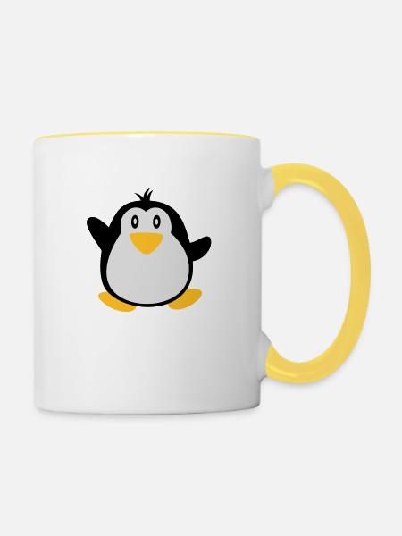süßer Pinguine - Tasse zweifarbig - Weiß/Gelb