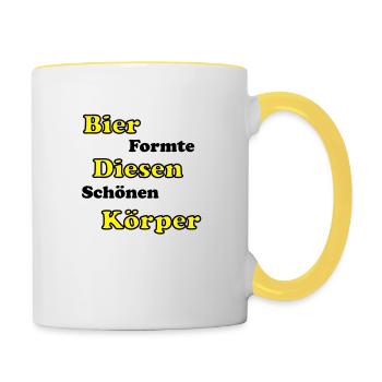 Bier formte diesen schönen Körper - Tasse zweifarbig - Weiß/Gelb - Rechts