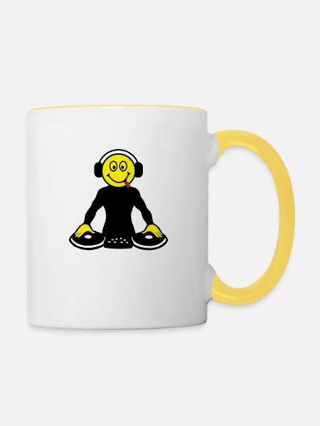DJ - Tasse zweifarbig - Weiß/Gelb