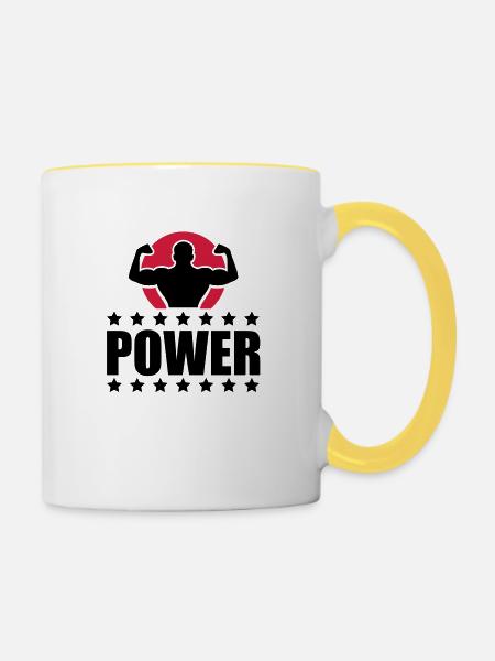 Power Logo Champ - Tasse zweifarbig - Weiß/Gelb