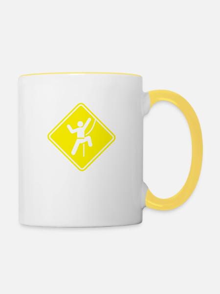 Rock Climbing Roadsign - Tasse zweifarbig - Weiß/Gelb