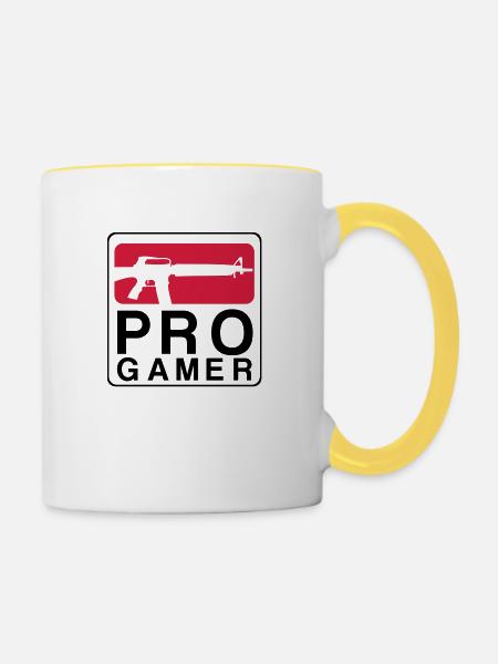 ProGamer - Tasse zweifarbig - Weiß/Gelb