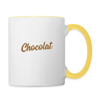 Le chocolat humour - Mug contrasté - blanc/jaune - Droite