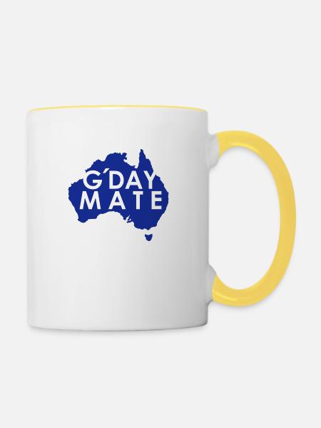 Australia G'Day Mate - Tasse zweifarbig - Weiß/Gelb