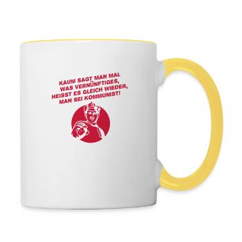 Lustiger Spruch Kommunist - Tasse zweifarbig - Weiß/Gelb - Rechts