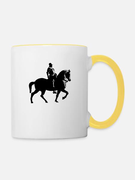 Pferd und Reiter - Tasse zweifarbig - Weiß/Gelb