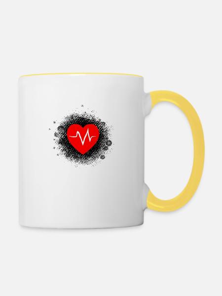 Heart music - Tasse zweifarbig - Weiß/Gelb