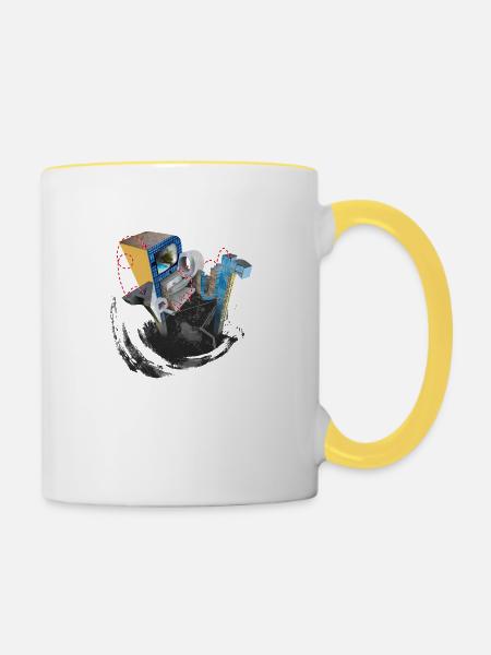 Parkour - Tasse zweifarbig - Weiß/Gelb