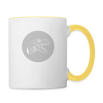 t rex dino dinosaure dinosaure - Mug contrasté - blanc/jaune - Droite