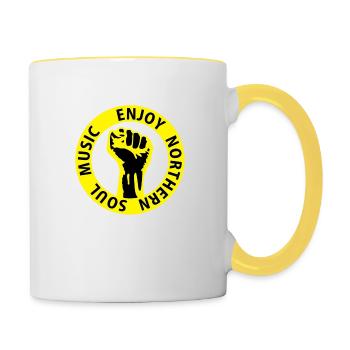 2 colors - Enjoy Northern Soul Music - nighter - Contrasting Mug - white/yellow - Right