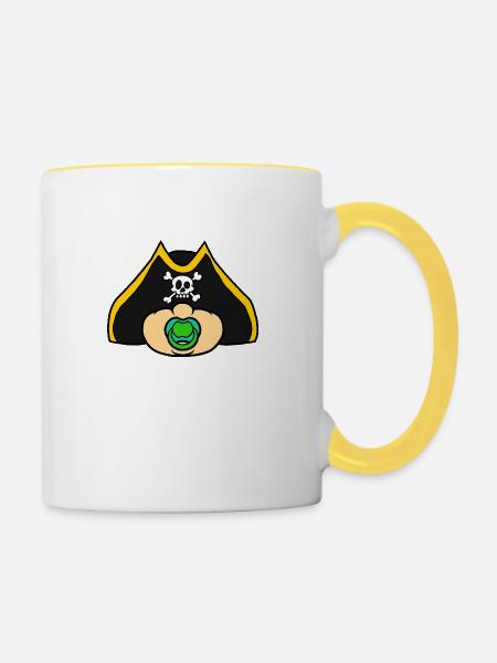 Pirat - Tasse zweifarbig - Weiß/Gelb