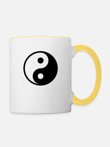Ying Yang Symbol - Tasse zweifarbig - Weiß/Gelb