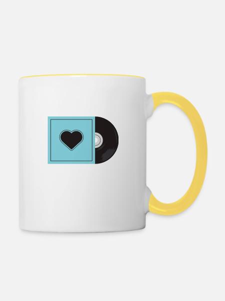 Schallplatte - Tasse zweifarbig - Weiß/Gelb