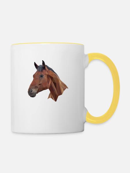 Pferd Poly - Tasse zweifarbig - Weiß/Gelb