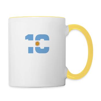 Argentinien 2018 Fußball Nationalmannschaft Fan 10 Geschenk - Tasse zweifarbig - Weiß/Gelb - Rechts