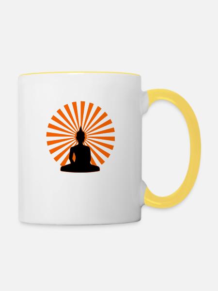 Buddha Design - Tasse zweifarbig - Weiß/Gelb