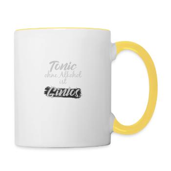 Gin Tonic ohne Alkohol, brauch kein Freund - Tasse zweifarbig - Weiß/Gelb - Rechts