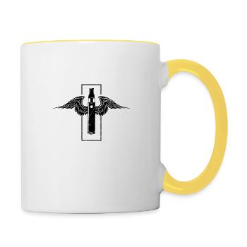 E Zigarette Dampfen - Tasse zweifarbig - Weiß/Gelb - Rechts