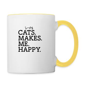 Chat chat chats titulaire chaton cadeau - Mug contrasté - blanc/jaune - Droite