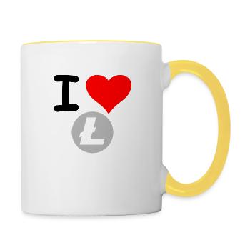 Crypto Love Lite Coin. - Tasse zweifarbig - Weiß/Gelb - Rechts