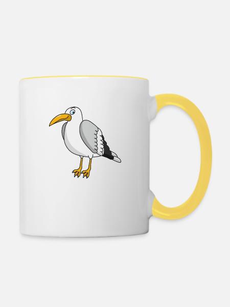 Möwe - Tasse zweifarbig - Weiß/Gelb