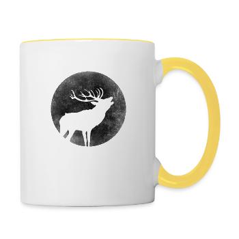 Hirsch roars to the rutting country fashion full moon - Contrasting Mug - white/yellow - Right
