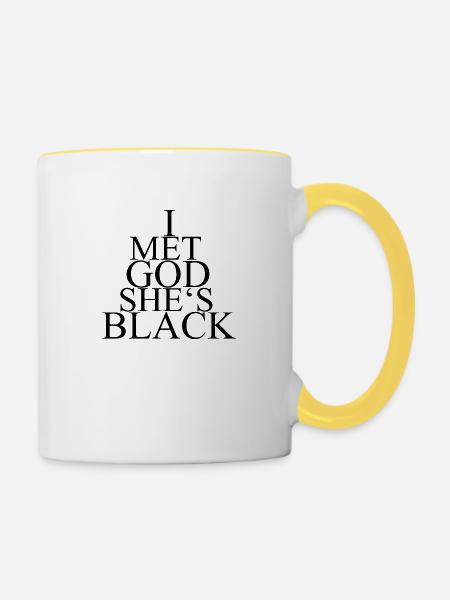I MET GOD | MODISCHES GESCHENK! - Tasse zweifarbig - Weiß/Gelb