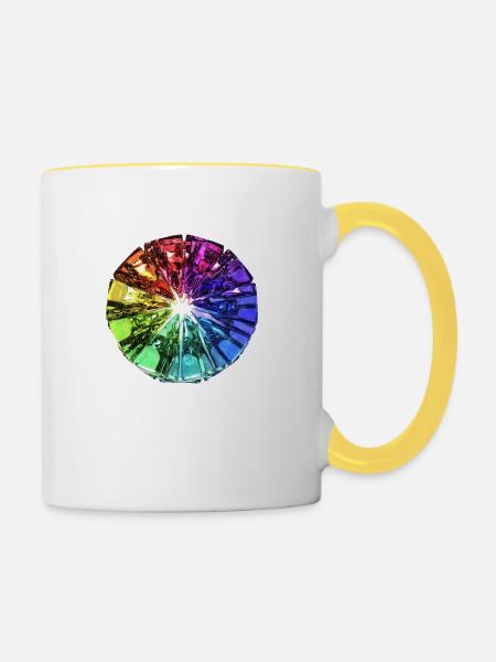 Bunter Stein - Tasse zweifarbig - Weiß/Gelb