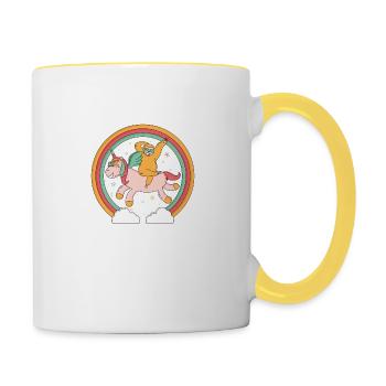 Chemise de licorne fun, cadeau animaux paresseux - Mug contrasté - blanc/jaune - Droite