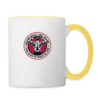 Building Muscle - Contrasting Mug - white/yellow - Right
