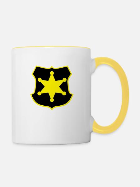 Sheriff - Tasse zweifarbig - Weiß/Gelb