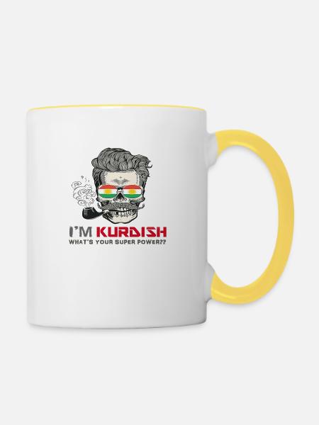kurde tshirt für kurd - Tasse zweifarbig - Weiß/Gelb