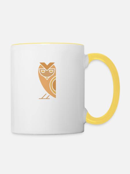 Ägyptische Eule - Tasse zweifarbig - Weiß/Gelb