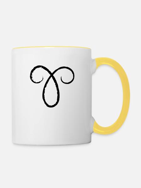 Sternzeichen Widder - Aries - Tasse zweifarbig - Weiß/Gelb