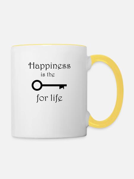 Happiness - Tasse zweifarbig - Weiß/Gelb