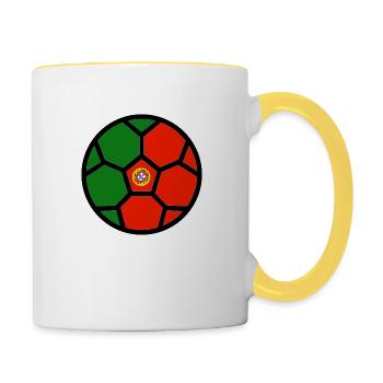 Fussball WM Flagge Portugal Weltmeisterschaft - Tasse zweifarbig - Weiß/Gelb - Rechts