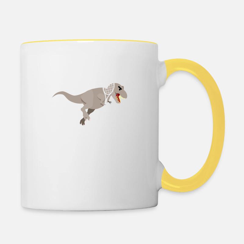 Dinosaurier Tennis T-Rex Geschenkidee - Tasse zweifarbig - Weiß/Gelb
