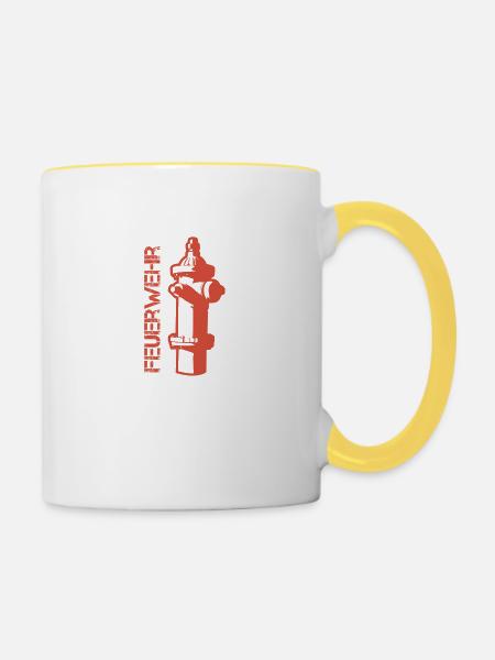 Feuerwehr - Tasse zweifarbig - Weiß/Gelb
